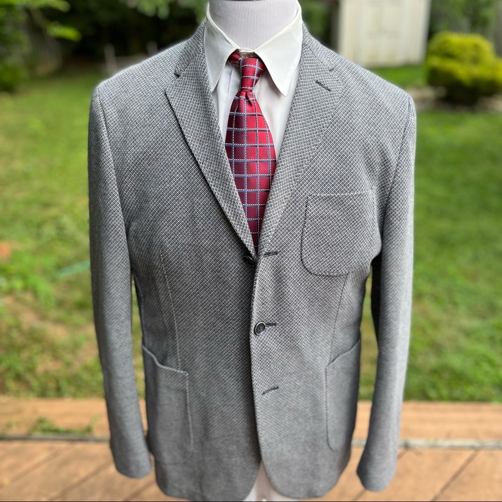 Sand Copenhagen Grey Samuel Blazer 44R Qtr Lined Natural Shoulders Cotton Blend